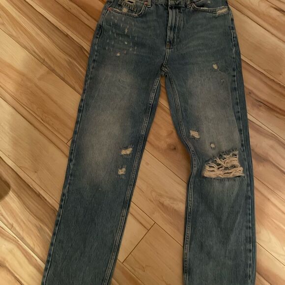 New Free People women’s High Rise straight leg distresses jeans size 26 - Picture 5 of 11